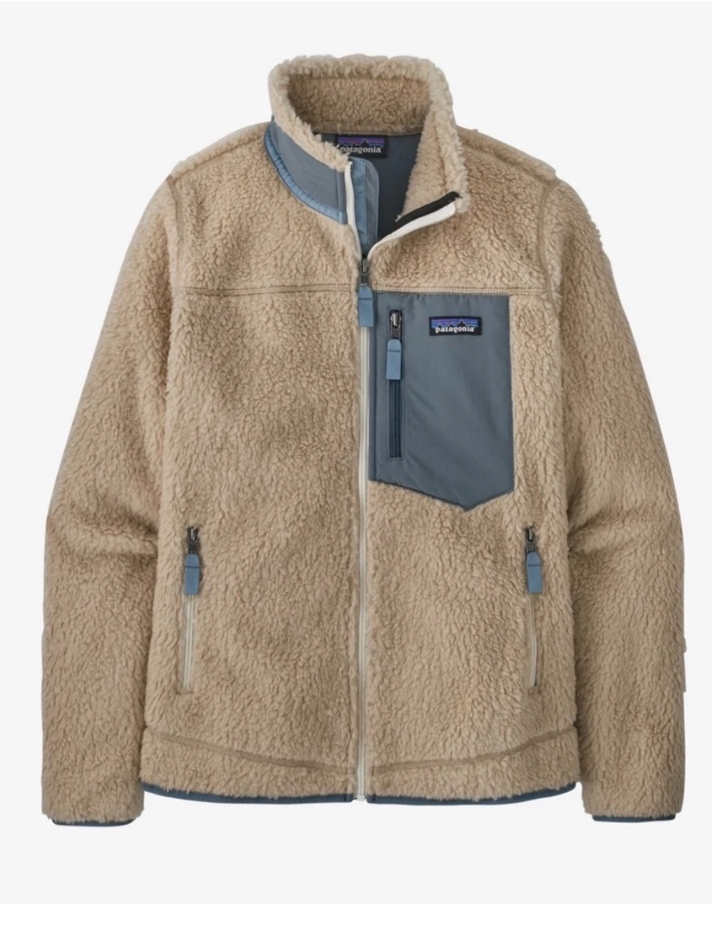 Patagonia NWT Classic Retro X Jacket Full Zipper Front Large Natural Blue Gray